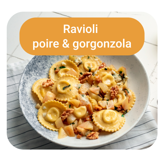 Raviole poire et gorgonzola